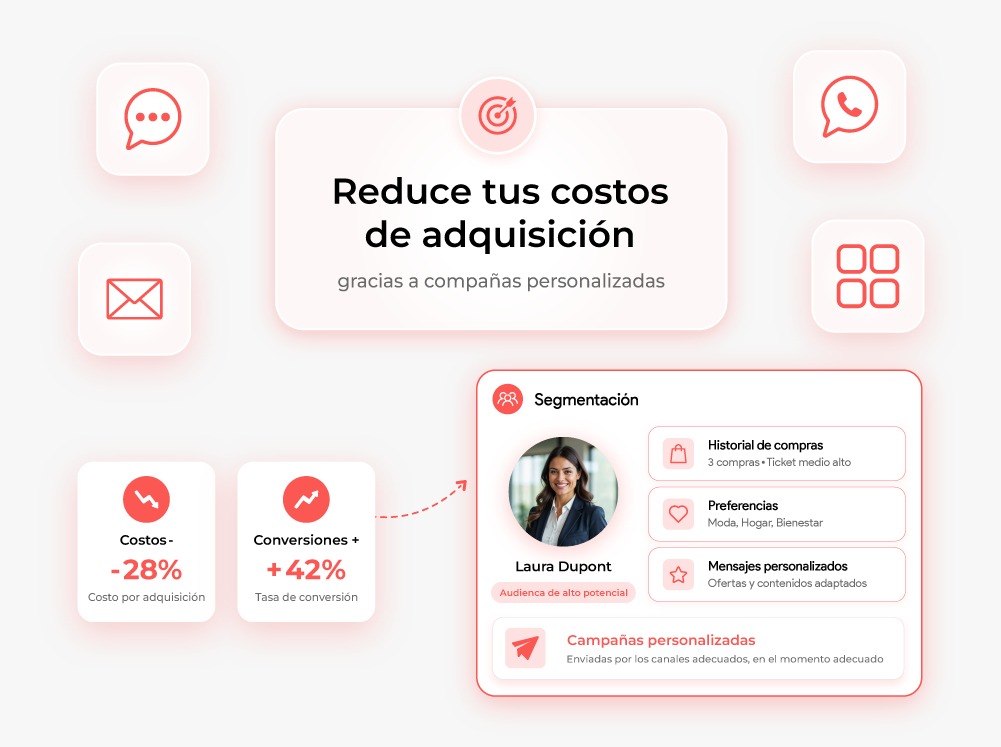 Reduce los costes de adquisición con campañas personalizadas.